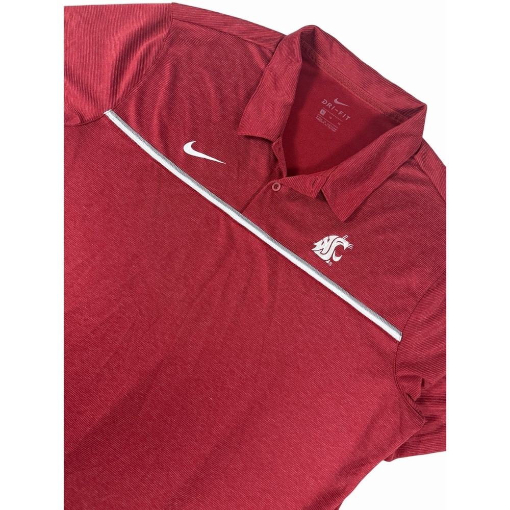 Nike Dri Fit Washington State Cougars Polo Shirt Mens XL Red Performance Golf